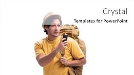  Presentation with tourist - PPT layouts consisting of young-handsome-tourist-isolated background and a  colored foreground