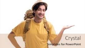  Presentation with white holstein friesian dairy cow - Slide deck featuring young-handsome-tourist-isolated and a yellow colored foreground