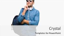  Presentation with tourist - Colorful PPT theme enhanced with young handsome tourist man wearing backdrop and a white colored foreground