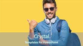  Presentation with wearing a surgical face mask - Beautiful slides featuring young handsome tourist man wearing backdrop and a ocean colored foreground