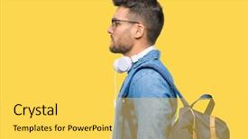  Presentation with man in nature - Slides having young handsome tourist man wearing background and a yellow colored foreground