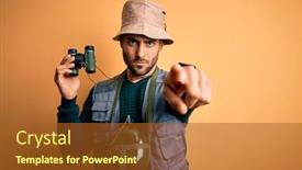  Presentation with explorer - Audience pleasing presentation consisting of young-handsome-tourist-man backdrop and a tawny brown colored foreground