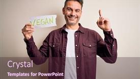  Presentation with veggie - Cool new PPT theme with young-handsome-veggie-man-holding backdrop and a tawny brown colored foreground