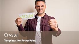  Presentation with veggie - Presentation theme having young-handsome-veggie-man-holding background and a coral colored foreground