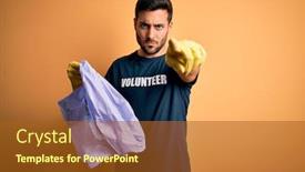  Presentation with volunteer - Audience pleasing theme consisting of young-handsome-volunteer-man backdrop and a tawny brown colored foreground