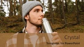  Presentation with hot tea - PPT theme consisting of young-handsome-white-man-tourist background and a red colored foreground