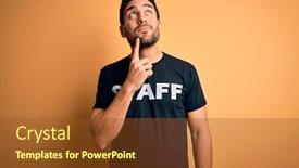  Presentation with staff - Presentation theme with young-handsome-worker-man background and a tawny brown colored foreground