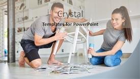  Presentation with new home - Colorful PPT layouts enhanced with young-handyman-couple-refurbishing backdrop and a mint green colored foreground