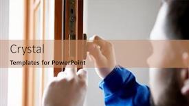  Presentation with handyman - Audience pleasing slide set consisting of young handyman repair window with screwdriver backdrop and a coral colored foreground