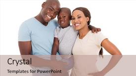  Presentation with family - Audience pleasing theme consisting of young happy african american family backdrop and a coral colored foreground