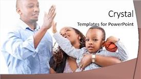  Presentation with afro - Theme consisting of young happy afro american family background and a  colored foreground