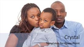  Presentation with african american church family - Slide set having young happy afro american family background and a  colored foreground