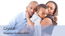  Presentation with african american church family - Slide set consisting of young happy afro american family background and a  colored foreground