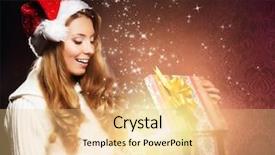  Presentation with girl christmas - PPT layouts having young happy and emotional teenage girl opening the magical christmas present box background and a lemonade colored foreground