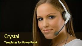  Presentation with customer service - PPT layouts with young happy beautiful customer service background and a wine colored foreground