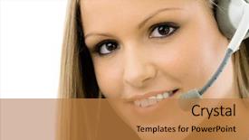  Presentation with hospital customer service - Colorful presentation enhanced with young happy beautiful customer service backdrop and a gold colored foreground