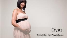  Presentation with pregnant woman - Slides consisting of young happy beautiful pregnant woman background and a light gray colored foreground