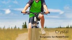  Presentation with bicycle - Colorful PPT theme enhanced with young-happy-boy-riding-bicycle backdrop and a yellow colored foreground