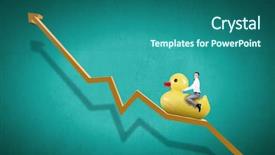  Presentation with rubber duck - Slide set enhanced with young happy businessman riding yellow rubber duck background and a ocean colored foreground