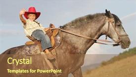  Presentation with horse child - PPT layouts featuring welcome western - young happy child boy riding background and a tawny brown colored foreground