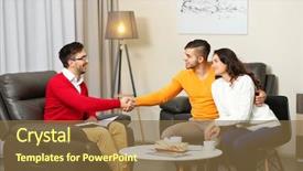  Presentation with family therapy - Cool new presentation theme with young happy couple after therapy session with family psychologist backdrop and a tawny brown colored foreground