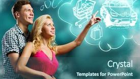  Presentation with life - Amazing presentation theme having young happy couple dreaming about family and future life backdrop and a ocean colored foreground