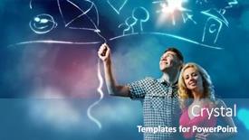  Presentation with happy life - Theme featuring young happy couple dreaming about family and future life background and a teal colored foreground