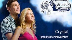  Presentation with happy life - Presentation consisting of young happy couple dreaming about family and future life background and a navy blue colored foreground