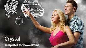  Presentation with happy life - PPT theme featuring young happy couple dreaming about family and future life background and a dark gray colored foreground