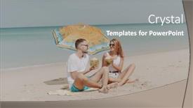  Presentation with coconut milk - Cool new PPT theme with young-happy-couple-drinking-coconut backdrop and a gray colored foreground
