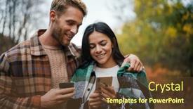  Presentation with picnic - Amazing PPT layouts having young-happy-couple-drinking-tea backdrop and a tawny brown colored foreground