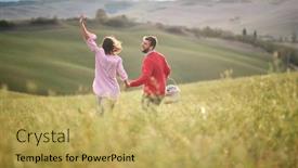  Presentation with walking together - Slide deck having young-happy-couple-having-fun background and a yellow colored foreground