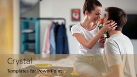  Presentation with young happy couple - Slide set consisting of young-happy-couple-in-love background and a coral colored foreground