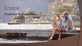  Presentation with dock - PPT theme consisting of young-happy-couple-is-relaxing background and a light gray colored foreground