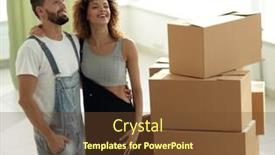  Presentation with housing - Amazing slide deck having young happy couple moving buying new housing backdrop and a tawny brown colored foreground