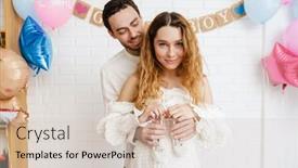  Presentation with young happy couple - Beautiful theme featuring young-happy-couple-posing backdrop and a lemonade colored foreground