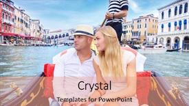  Presentation with honeymoon - Colorful PPT layouts enhanced with young happy couple swimming on the gondola on grand canal in venice with pleasure spending honeymoon in italy europe backdrop and a coral colored foreground