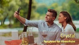  Presentation with outdoor party - Presentation having young-happy-couple-taking-selfie background and a tawny brown colored foreground