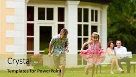  Presentation with young children playing - Amazing slides having young happy family - the children backdrop and a yellow colored foreground