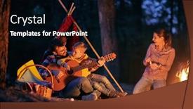  Presentation with campfire - Slides having young-happy-family-enjoying background and a black colored foreground