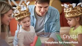  Presentation with togetherness - PPT layouts featuring young-happy-family-having background and a coral colored foreground