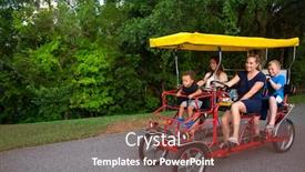  Presentation with happy kids - Presentation theme consisting of young-happy-family-riding background and a tawny brown colored foreground