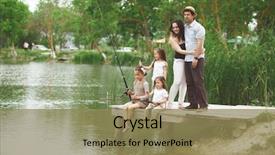  Presentation with happy kids - Presentation theme consisting of young happy family with kids background and a coral colored foreground