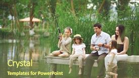  Presentation with happy kids - Presentation theme featuring young happy family with kids background and a violet colored foreground