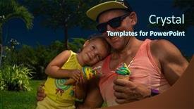  Presentation with weekend - Slide deck with young-happy-father background and a navy blue colored foreground