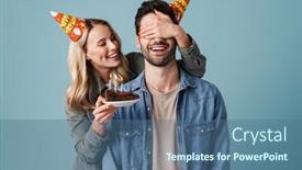  Presentation with blue eyes - Theme with young-happy-girl-with-birthday background and a ocean colored foreground