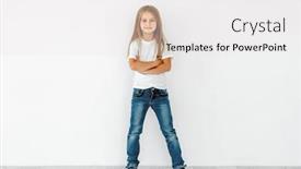  Presentation with jeans - Presentation design consisting of young-happy-girl-with-crossed background and a white colored foreground