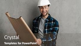  Presentation with civil engineer - Presentation theme with young-happy-handsome-civil-engineer background and a tawny brown colored foreground