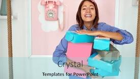  Presentation with sweet pastry - Slide set featuring young-happy-handsome-girl-holding background and a seafoam green colored foreground