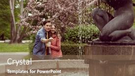  Presentation with young happy couple - Presentation design with young-happy-loving-couple-having background and a coral colored foreground